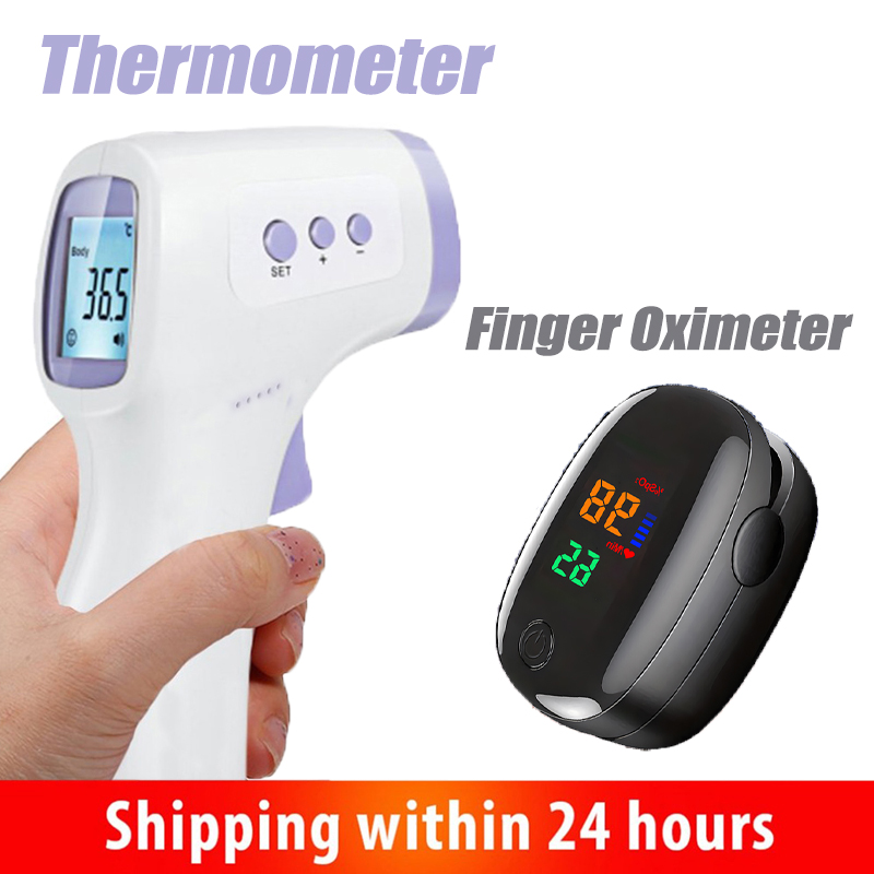 Pulse Oximeter - เครื่องวัดอุณหภูมิหน้าผากแบบอินฟราเรดที่ไม่ต้องสัมผัส หรือ เครื่องวัดออกซิเจนในเลือดแบบหนีบนิ้ว อุปกรณ์ดิจิทัลเพื่อสุขภาพสำหรับวัดอุณหภูมิร่างกาย/ออกซิเจนในเลือด