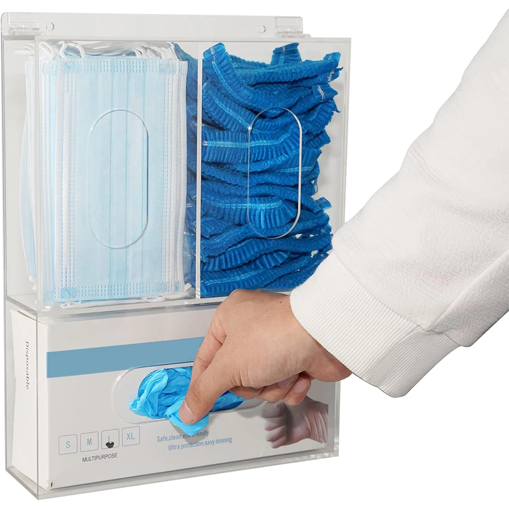 Medical Gloves - ที่ใส่ถุงมืออะคริลิค 3 ช่อง แบบติดผนัง โปร่งใส กล่องจ่ายถุงมือและหน้ากาก