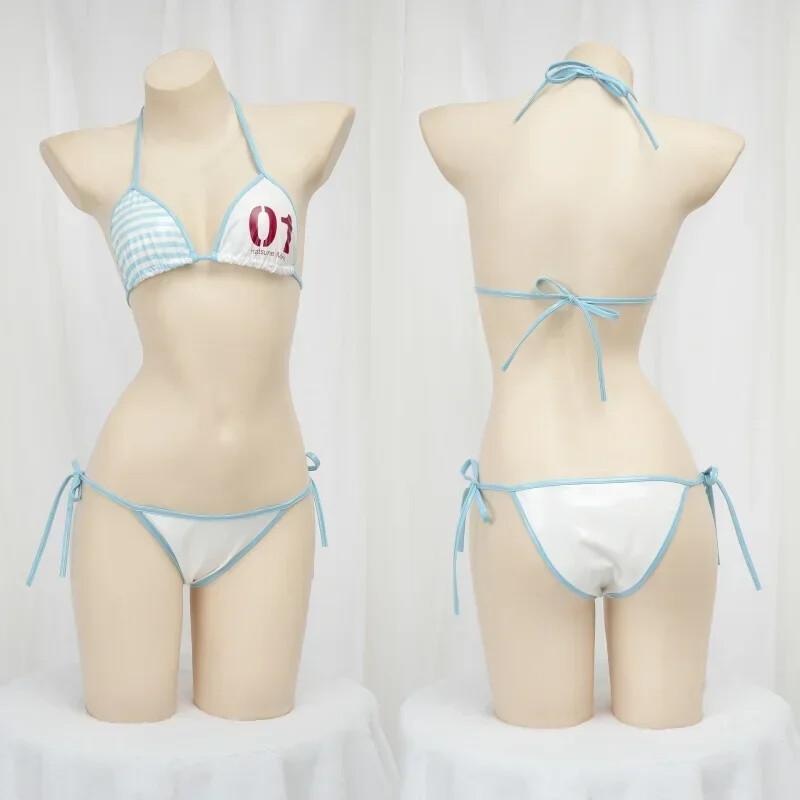 Bandage - ชุดคอสเพลย์สาวญี่ปุ่นน่ารักสไตล์อนิเมะ ชุดบิกินี่หนังรัดรูปโชว์หลัง ชุดชั้นในมินิ ชุดนอน