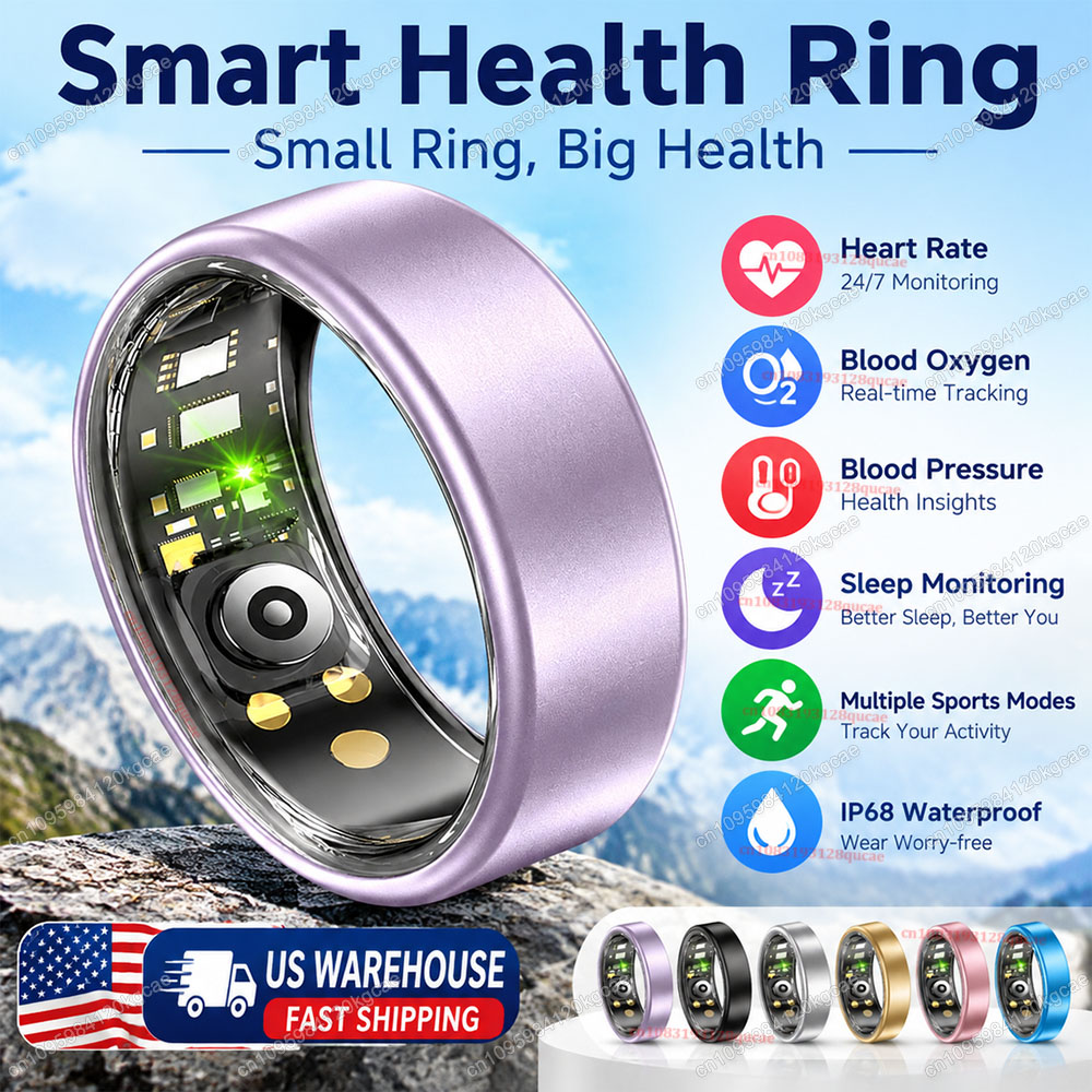 Blood Pressure Monitor - แหวนอัจฉริยะ ตรวจวัดอัตราการเต้นของหัวใจ ความดันโลหิต และการนอนหลับ ติดตามสุขภาพ กันน้ำ