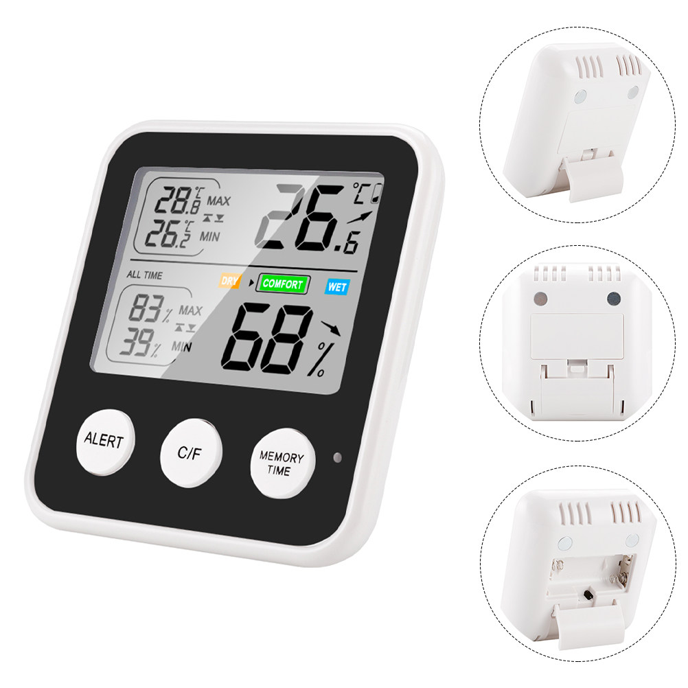 Thermometer Digital - เครื่องวัดอุณหภูมิและความชื้นดิจิทัลขนาดเล็ก วัสดุ ABS อุปกรณ์อิเล็กทรอนิกส์ สำหรับวัดอุณหภูมิและความชื้นภายในอาคาร เช่น