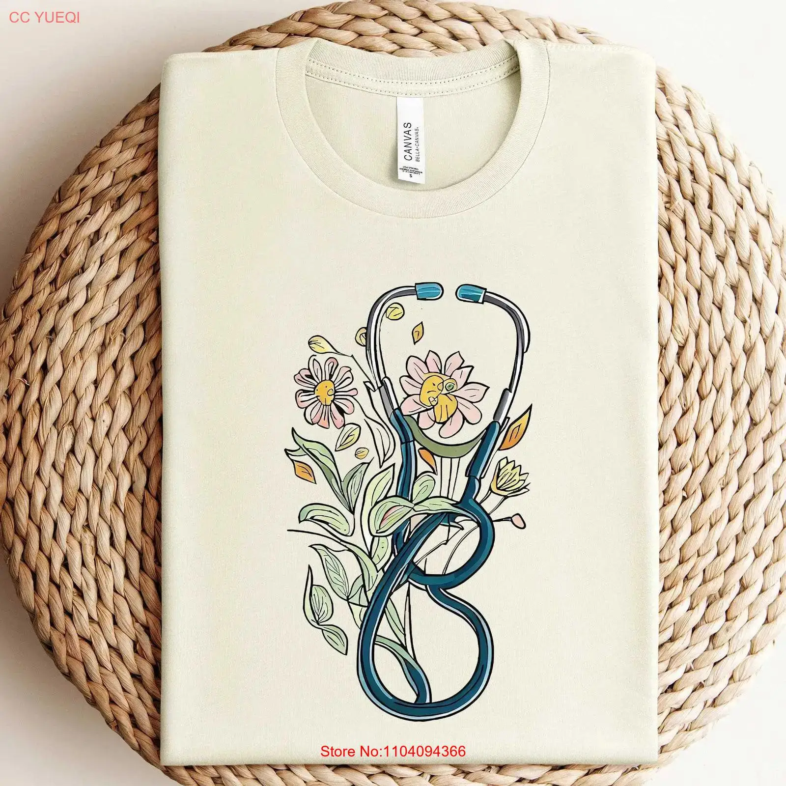 เสื้อยืดลายดอกไม้พร้อมลายหูฟัง - Stethoscope บทวิจารณ์และราคา